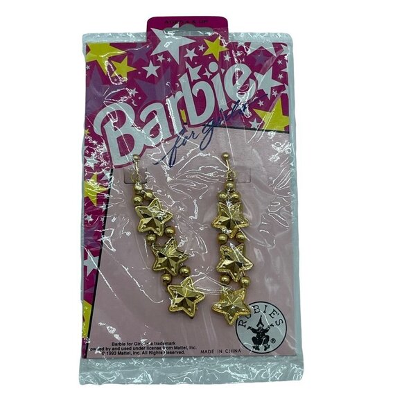 Barbie Other - Barbie Clip On Earring Gold Stars Plastic Lightweight